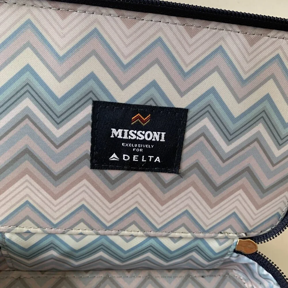 MISSONI FOR DELTA TRAVEL SQUARE ZIPPER POUCH COSMETICS TOILETRY BAG CASE - Picture 8 of 8